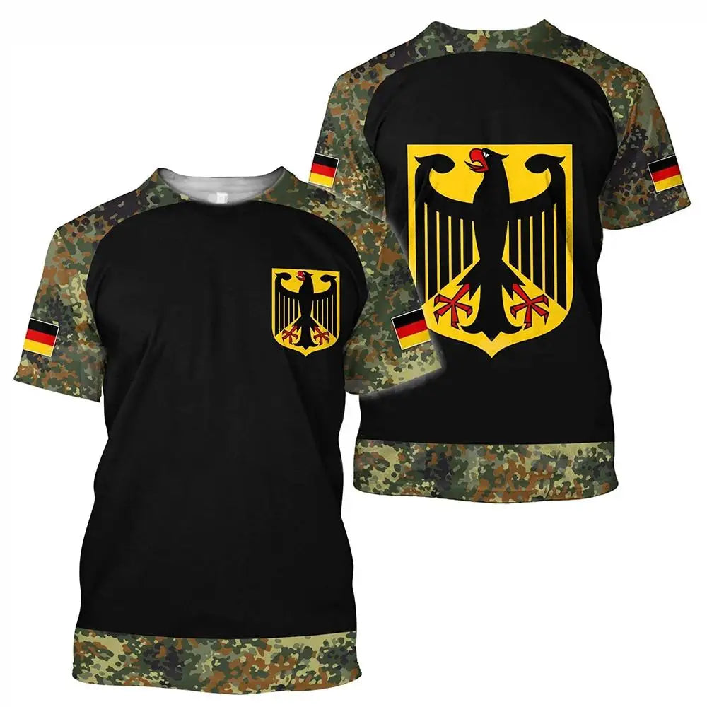 Fashionable and Lnteresting Germany Pictures For Men's T-Shirts Trend Digital Printing Casual Round Neck Short Sleeved.