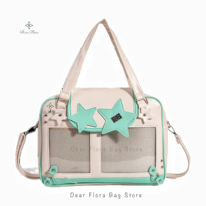 Y2K Trendy Star Ita Bag Lolita Girl Transparent Pocket Fashion Crossbody Bag Women's DIY Display Shoulder Bag Cute Purse Handbag