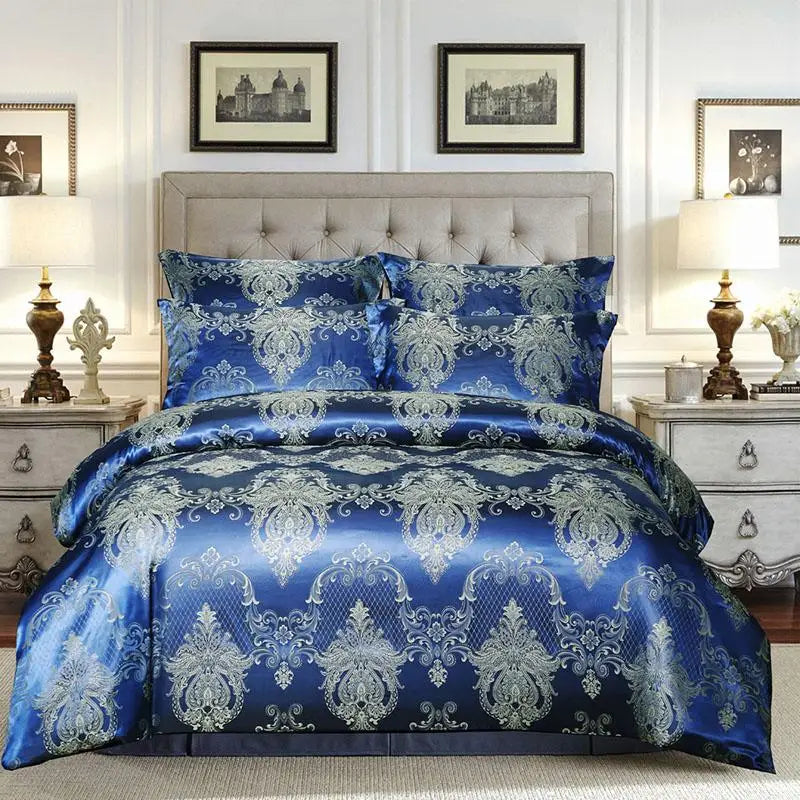European Satin Jacquard Duvet Cover Set High Quality Smooth and Skin Friendly Comforter Cover Set Summer Bedding Kit for Adults.