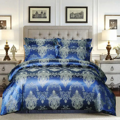 European Satin Jacquard Duvet Cover Set High Quality Smooth and Skin Friendly Comforter Cover Set Summer Bedding Kit for Adults.