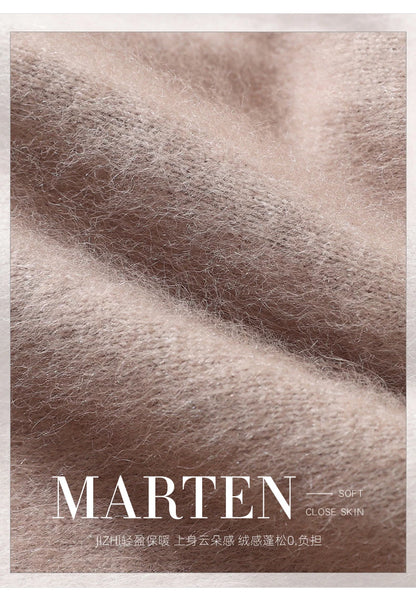 Women's Round-neck Mink Cashmere Sweater Soft Pullover Jumper Comfortable Knitted Top for Autumn Winter Pure Mink Material