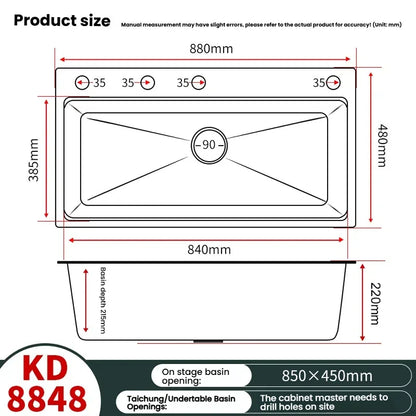 Kitchen Sink Stainless Steels Large Single Slot Multifunctional Dishwashing Bowl Household Wash Dish and Wash Vegetables Basin