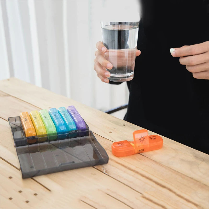 Weekly 6/7/8/10/21 Grids Pill Box Medicine Organizer Black Plastic Storage Box Container Portable Pill Case.