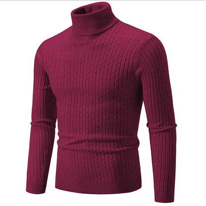 2025 New Men Solid Colour Turtleneck Sweater Black / White / Royal Blue Fashion Simple Male Casual Pullover Tops.