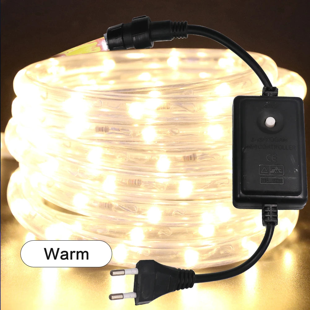 AC 220V Neon LED Strip Waterproof 360 Degree Round Neon Sign Light Blue Red White Outdoor Rainbow Tube Rope Light Party Decor