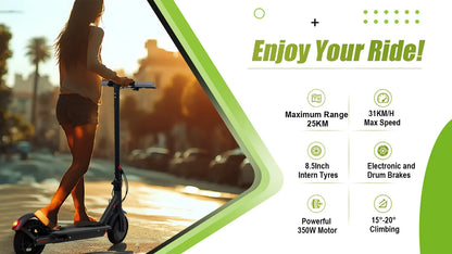 2025 JUICEASE TX01 Electric Scooter 350W Motor 36V 7.8Ah 25 KM Range 31KM/ 8.5 Inch Tires with APP Foldable Adult Kick I Scooter.