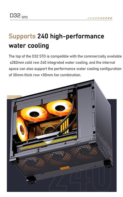 Jonsbo D32 STD/PRO Black MATX Desktop Small Case Support ATX/SFX Power Supply 240 Water Cooling Computer Office PC Case.