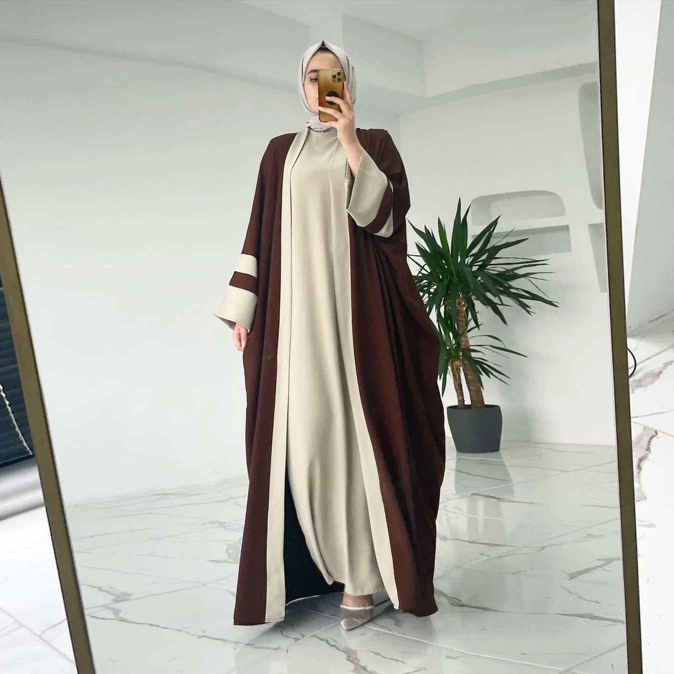 Eid Muslimisches Kleid und Abayas für Frauen, 2-teiliges Set, Musulman Ensembles Marokko, Ramadan-Kaftan, Abaya, Kaftan, Dubai, arabische lange Robe 2024.