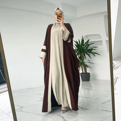 Eid Muslimisches Kleid und Abayas für Frauen, 2-teiliges Set, Musulman Ensembles Marokko, Ramadan-Kaftan, Abaya, Kaftan, Dubai, arabische lange Robe 2024.