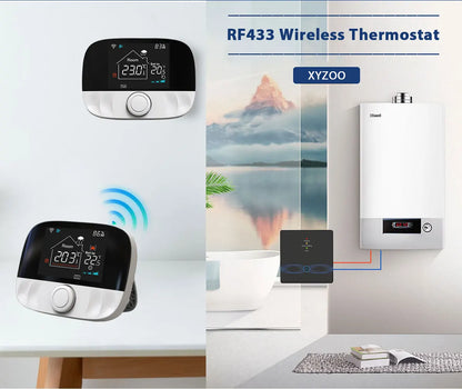 RF Wireless Thermostat Smart WiFi Floor Heating For Gas Boiler Battery Powered Tuya Temperature Controller Receiver Alice Google.