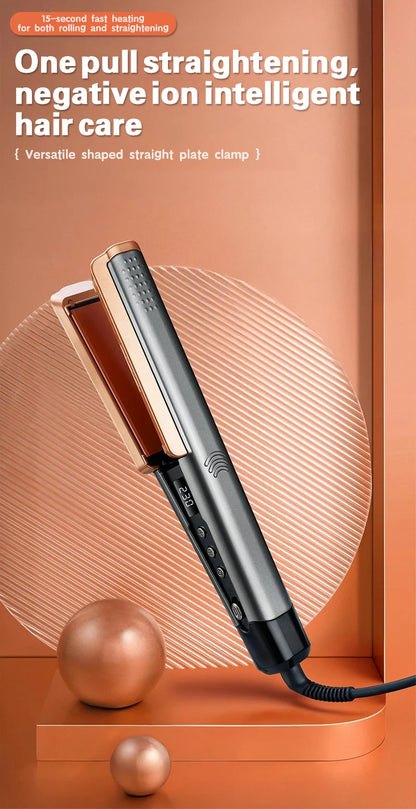 2 in 1 Hair Straightener Curling Ionizer with LCD Wide PanelProfessional Ceramic Hair Straightener with adjustable temperature.