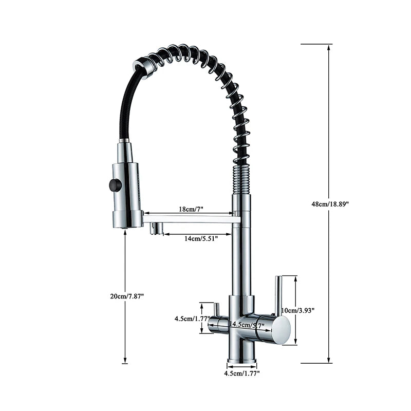 Filtered Kitchen Faucet Pure Water Kitchen Faucet Dual Handle Hot&Cold Drinking Water Purified Kitchen Mixer Taps