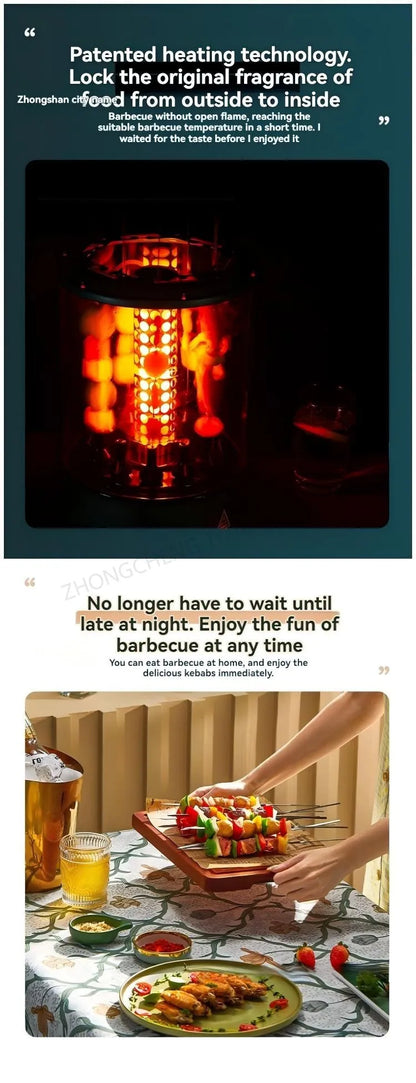 Non-smoking Automatic Rotating Household Electric Barbecue Oven Large Capacity Camping Multi-function