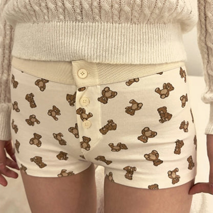 Combhasaki Womens Loungewear Shorts Y2K Vintage Elastic Low Waist Button Closure Graphic Printed Aesthetic Slim Fit Bottoms.