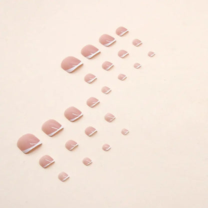 24pcs/set short square fake nails for women cute bride heart white french tips faux ongles y2k press on false nail supplies.