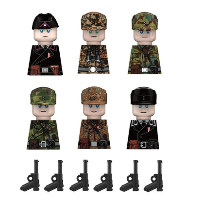 Military WWII Figure Building Blocks Accessories MP40 Rocket Launcher MG42 Officer Army Camouflage Soldier Pzf 98K Toy Gift N029