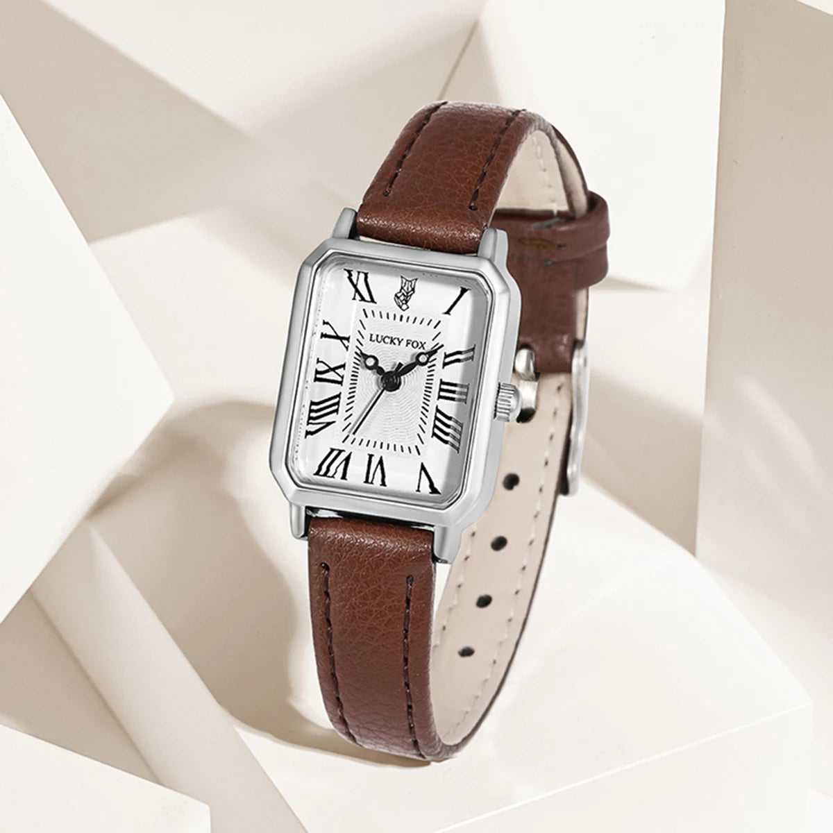 Fashion Rectangle Quartz Wrist Watch for Women Luxury Brand Roman Dial Leather Strap  Ladies Watches Clock.