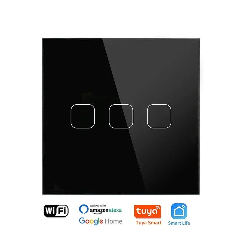 Smart Switch ohne Neutralleiter 1 2 3 4 Gang Wifi Wandleuchte Touch-Schalter Eu 220 V Tuya Smart Home unterstützt Alexa Google Home