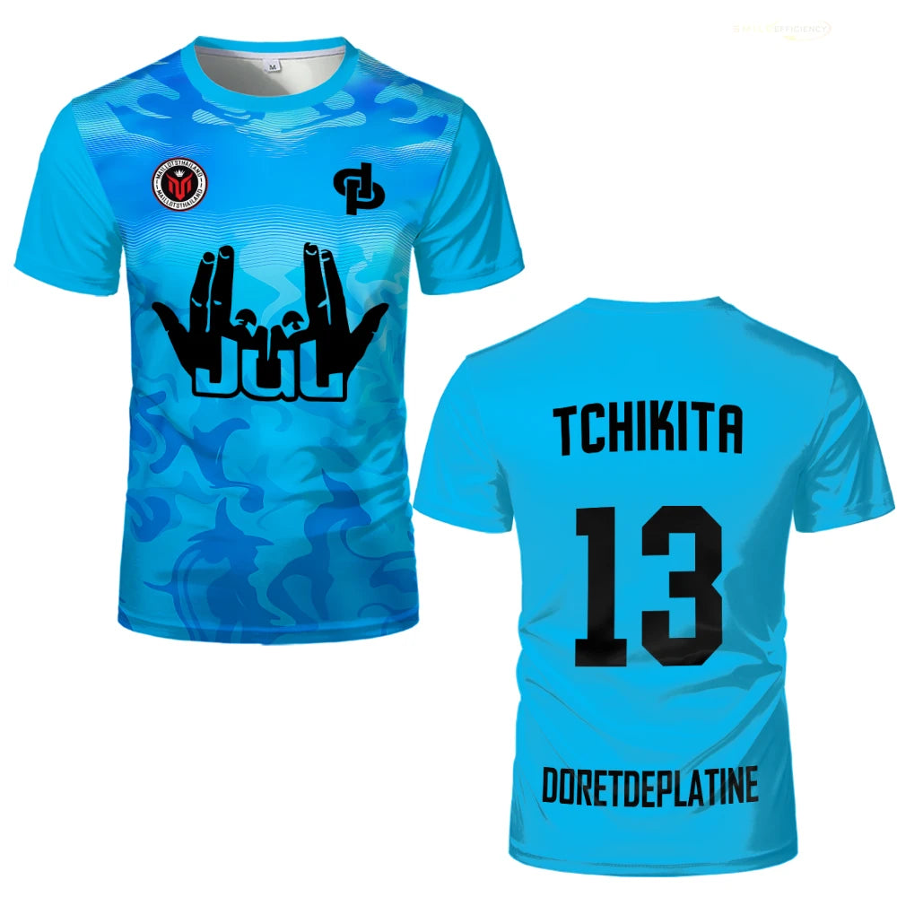 New Summer Maillot JUL Jersey Tchikita Youth Breathable Quick Dry Training Football T-shirt Men and Women Fashion Sports Tees.