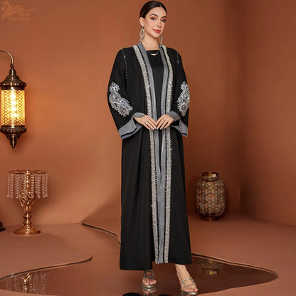 Ramadan Eid Open Abaya Damen Dubai Luxury Fashion Muslim Kimono Dress Kaftan Robe Femme Prayer Clothes Women Clothing Kebaya.
