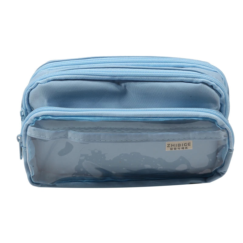 Chic Einfarbig Bleistift Fall Koreanische Einfachheit Transparent Stift Tasche Große Kapazität Organizer Tasche Schule Liefert Schreibwaren tasche.