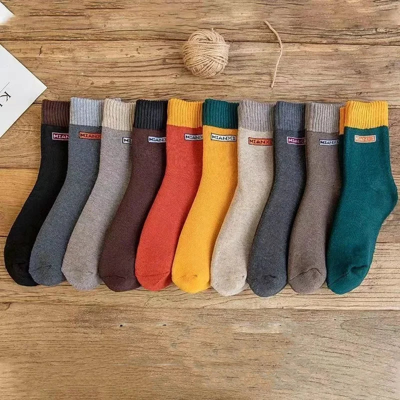 10Pairs/Men's Cotton Socks Winter Autumn Thickened Warm Mid-tube Socks Cotton Loop To Keep Warm Antibacterial Socks for MenWomen.