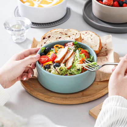 VANCASSO 6Piece Beige/WHITE/BLUE/Dark Blue/GREY/Black Stoneware Tableware Set with Dinner/Dessert Plate/Bowl For 6 Person.