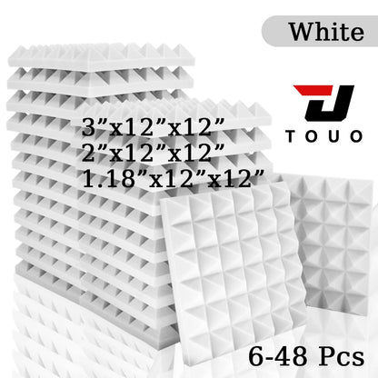 TOUO Acoustic Foam 6-48 Pcs Sound Proof Wall Panels High Density Studio Sound Absorbing Material Acoustic Foam Home Decoration