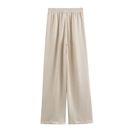 2024 Autumn Women Casual Blazer Coat Pants Set Long Sleeve Double Breasted Blazer + Wide Leg Trousers Lady Office Outfit.