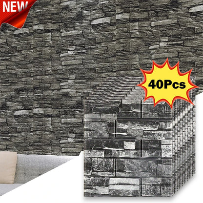 40Pcs 38.5X35cm Imitation Brick Wallpaper Self-adhesive Waterproof Moisture-proof Living Room Bedroom Wall Decoration