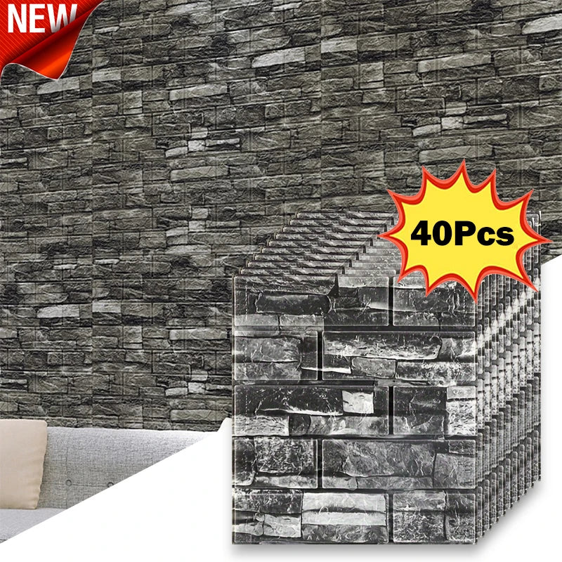 40Pcs 38.5X35cm Imitation Brick Wallpaper Self-adhesive Waterproof Moisture-proof Living Room Bedroom Wall Decoration