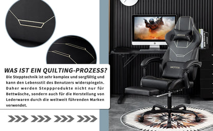WOTSTA Gaming Chair Ergonomischer Gaming Chair Bürostuhl mit Fußstütze Racing Computerstuhl Höhenverstellbar Gepolstert Computerst