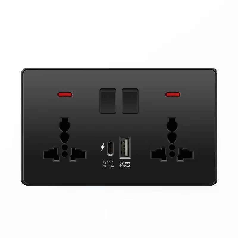 18 W Typ-C-Stecker, Schnellladung, UK 13 A USB-Wandsteckdose, Steckdose mit 3,1 A USB C, universelles Dual-5-Pin-Steckdosenpanel.