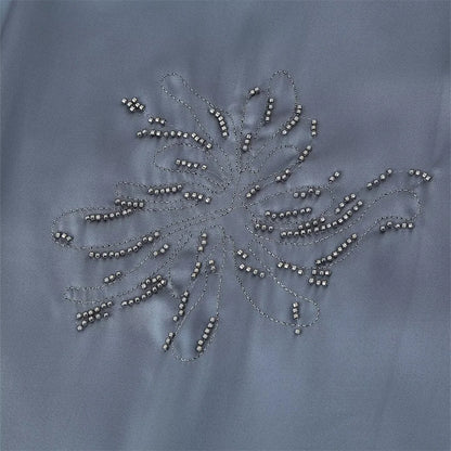 Summer New Product Women's Style Flip Collar with Beaded Embroidered Shirt, High Waist Straight Leg Pants Set.