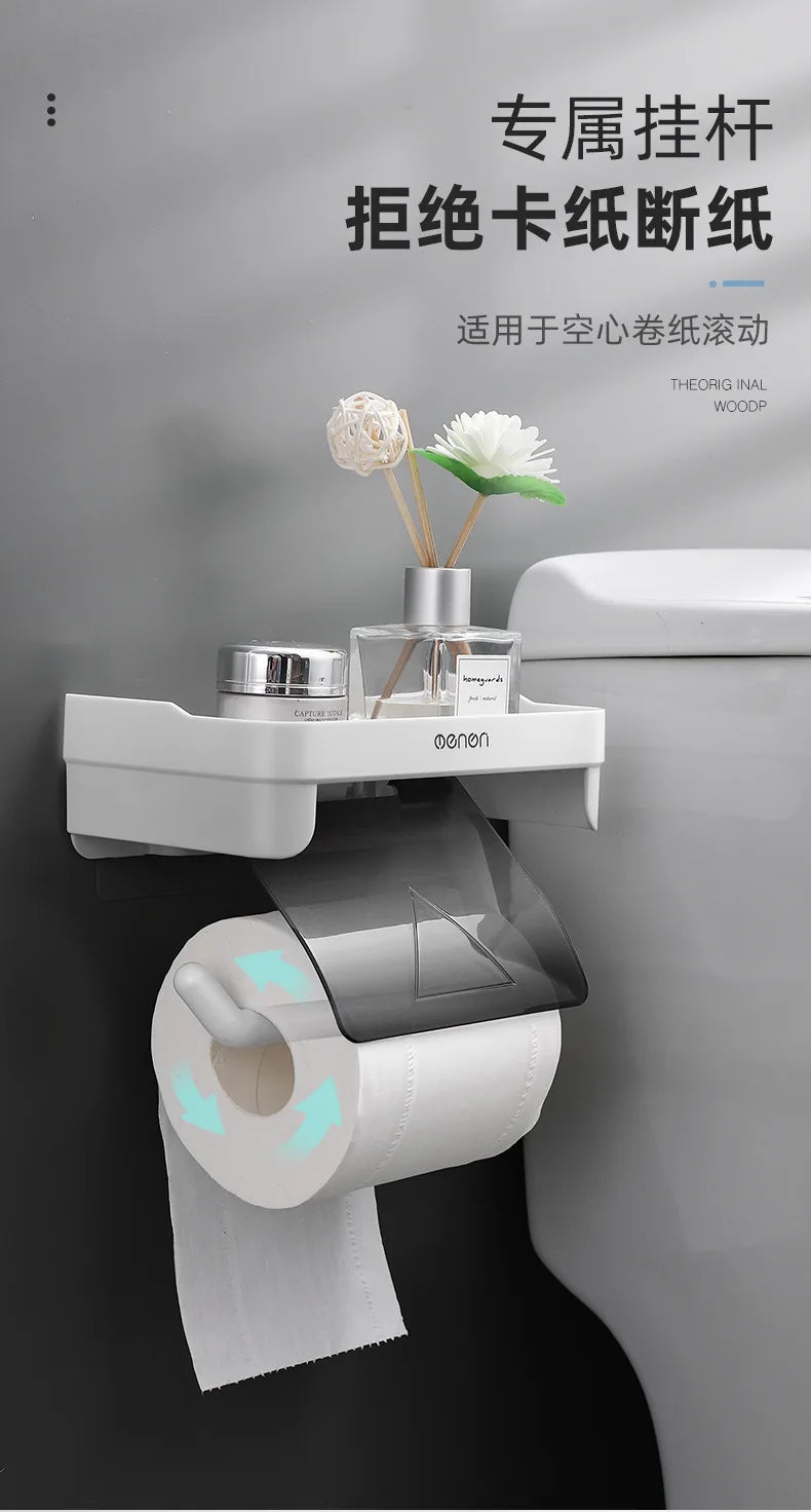 Wand Halterung Toilettenpapier Halter Top Kleinigkeiten Lagerung Kunststoff Wasserdichte Rollen Papier Lagerung Rack Badezimmer Tissue Organizer Regale