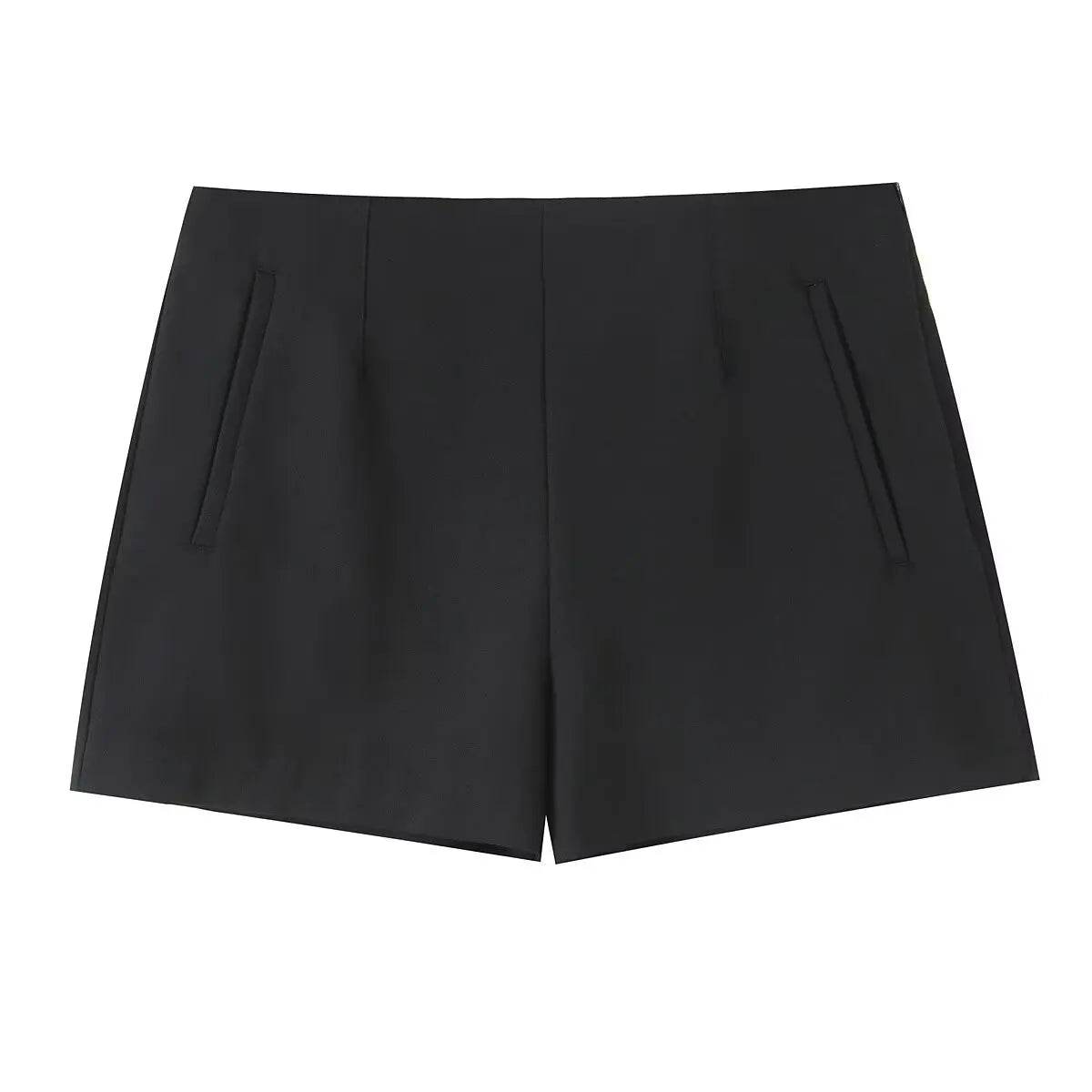 ZBZA Women High Waist A-line Shorts Loose Fit Double Pocket Zipper Solid Color Casual Mini Shorts Spring Summer New Chic Shorts