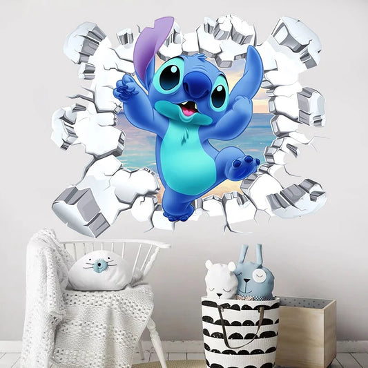 Cartoon Lilo & Stitch Baby Movies Wall Stickers For Kid's Room Kindergarten Living Room Bedroom Wall Decoration Animated Poster.