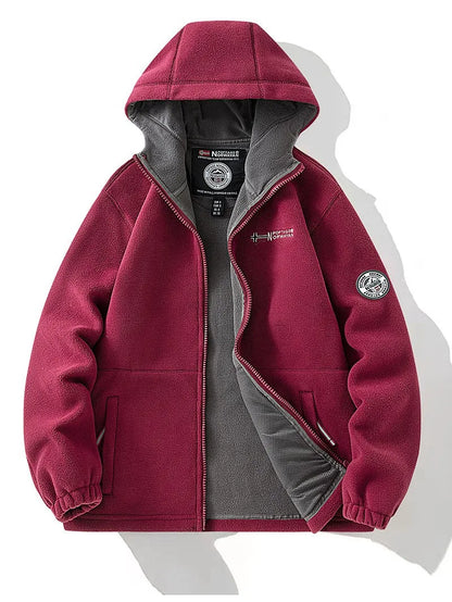 2024 Brand Winter Fleece Jacket Men's Casual Thickened Wool Jacket high quality Design Warm Fashion Hooded Coat Outdoor Ski Suit.