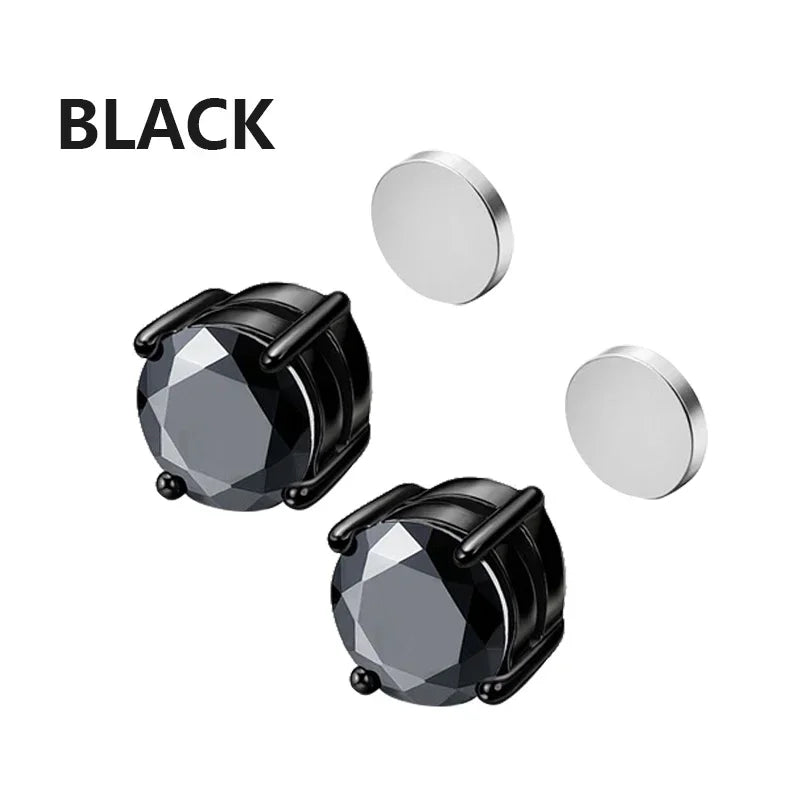 3 Pairs Crystal Strong Magnetic Ear Stud Clip Earrings for Men and Women Punk Round Zircon Magnet Earrings Non Piercing Jewelry.