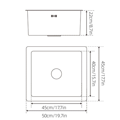 Unterbau-Küchenspüle aus Edelstahl mit abgerundeter Einzelschüssel, goldenes großes Spülbecken mit Abflussmontage