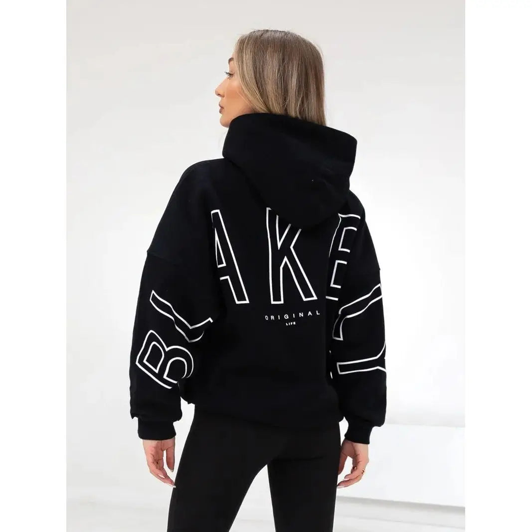 European American Fashion Printed Hooded Hip Hop Sweatshirt 2025 New Cross Border Thickened Versatile Long-sleeved Loose Clothes