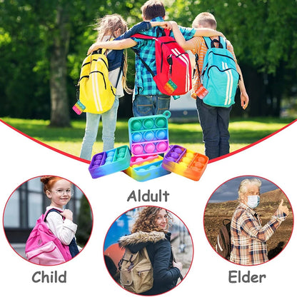 12/24/48Pcs Mini Pop Push Fidget Toys Set Keychain Fidget Toy Anti-Anxiety Stress Relief Hand Toy Pack for Kids Adults Gifts.