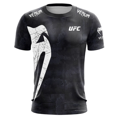Men's UFC Black White T-shirt Classic Short Sleeved 3D Print Tees Summer Casual O-neck Jersey Boxing Fitness Training T-shirts.