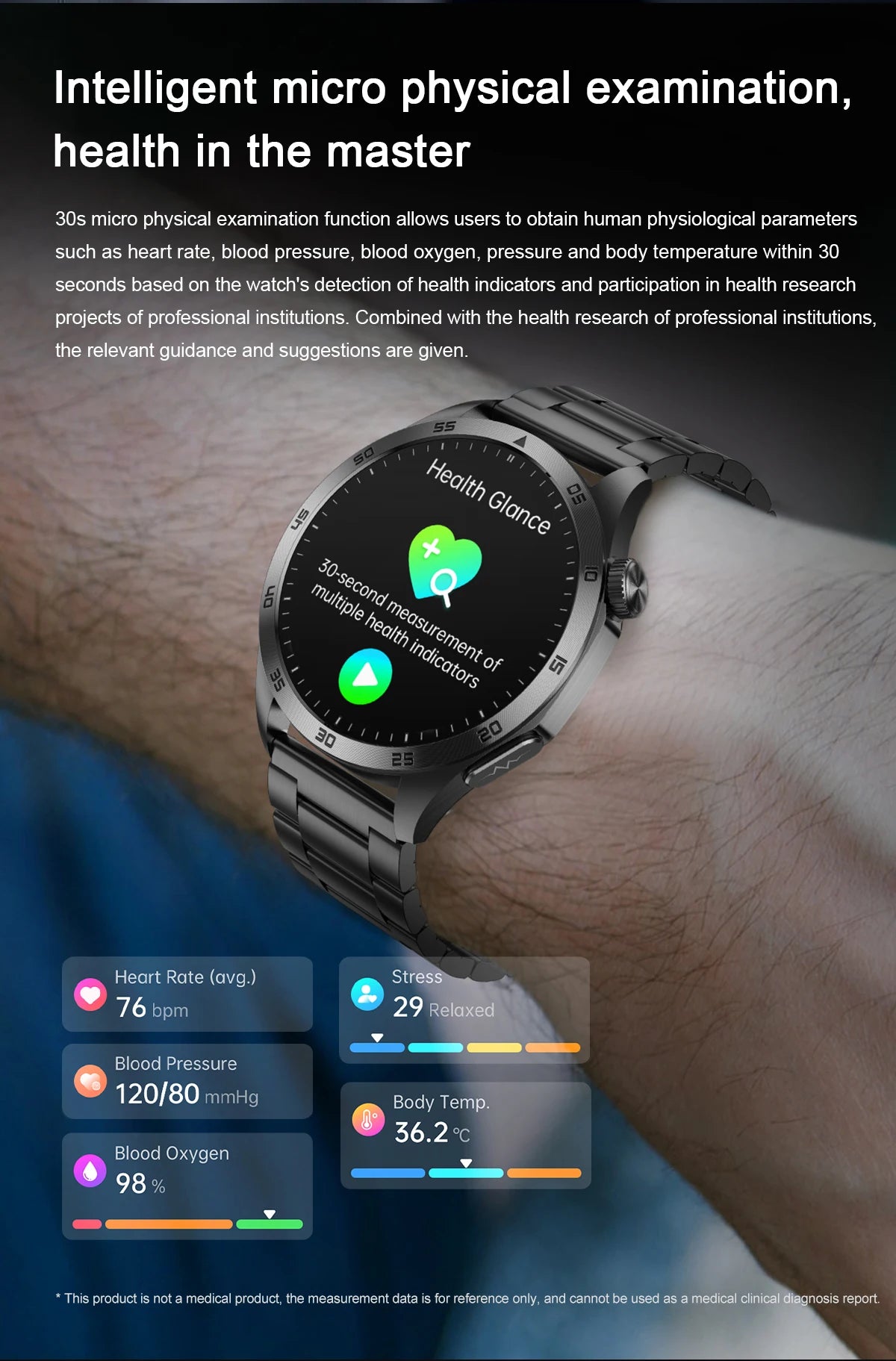 2025New Micro Physical Examination Blood Lipids Uric Acid Blood Pressure Smart Watch ECG+PPG Clock Bluetooth Call Smartwatch Men.