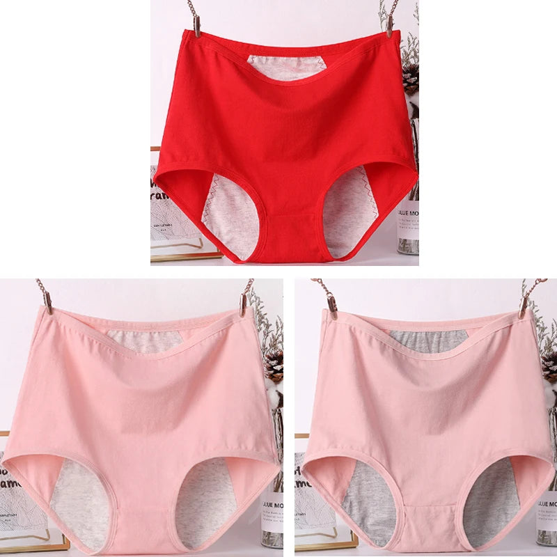 3pcs Girl Menstrual Panties Women's Physiological Briefs Ladies Period Leak Proof Panty High Waist Cotton Underwear.