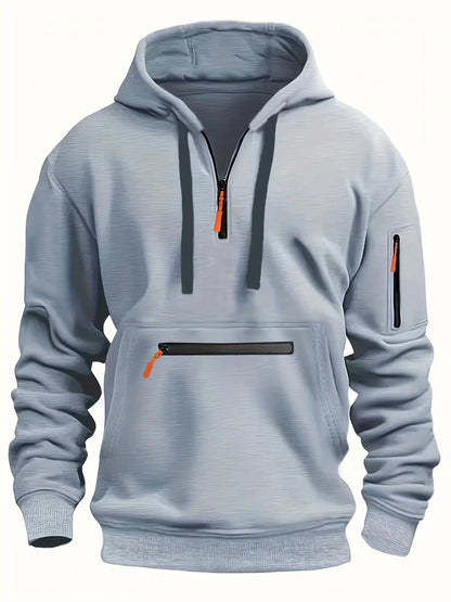 Neues Freizeithemd mit mehreren Taschen und Reißverschluss, Fleece-Kapuze für Damen und Herren, Übergröße, lockerer Pullover, modisches Sweatshirt-Oberteil, warmer Kapuzenpullover.
