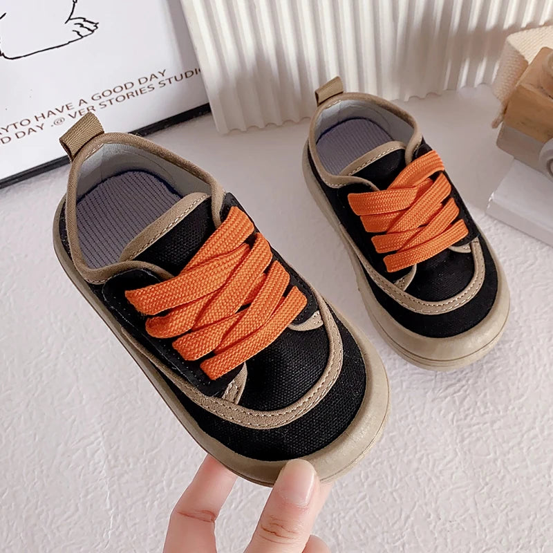 Children Fashion Versatile Soft Canvas Shoes Floral Print Casual Kids Shoes Drop Shipping Lace-up 2023 Spring New for Boys Flats.