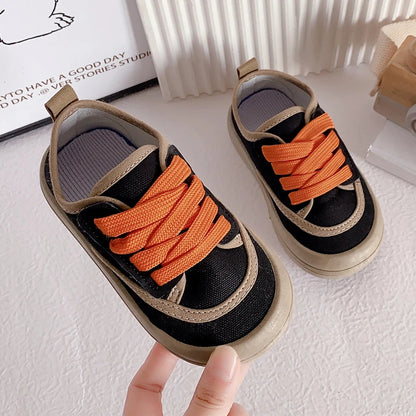 Children Fashion Versatile Soft Canvas Shoes Floral Print Casual Kids Shoes Drop Shipping Lace-up 2023 Spring New for Boys Flats.