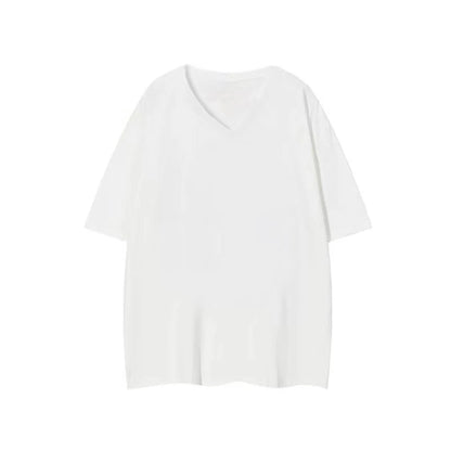 Men's T-Shirts,100% Cotton Soft,V-Neck Fashion Male Tops Tees,Short Sleeve Tee Shirt for Men Black White.