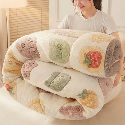 Winter Bedding Thick Quilt Blanket Thickened Warm Flannel Fleece Comforter for Cold Nights Set Bed Duvets Quilts the Blankets.